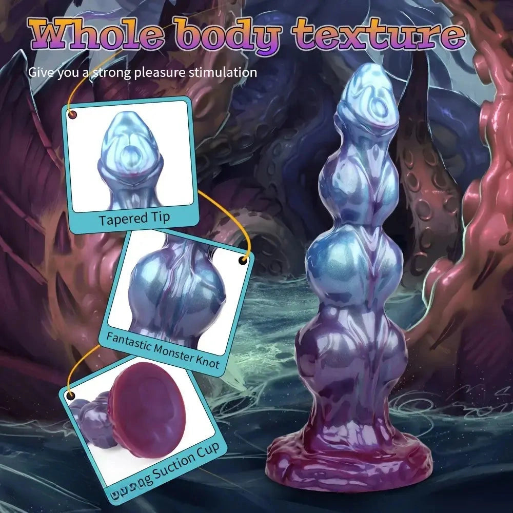 8.38in 10.15in 11.81in Beaded Monster Doggy Egg Fantasy Knot Anal Dildo