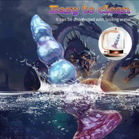 8.38in 10.15in 11.81in Beaded Monster Doggy Egg Fantasy Knot Anal Dildo