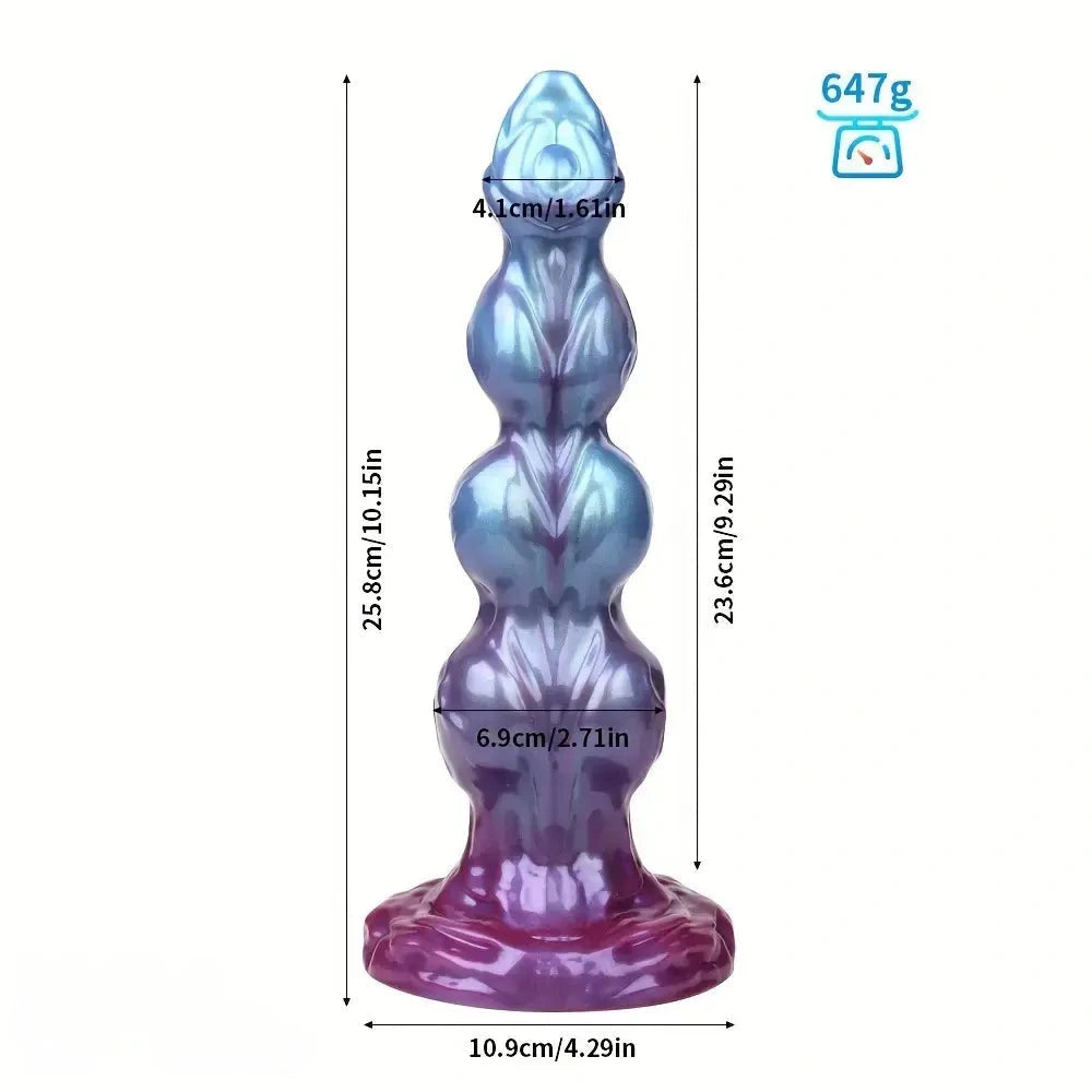 8.38in 10.15in 11.81in Beaded Monster Doggy Egg Fantasy Knot Anal Dildo