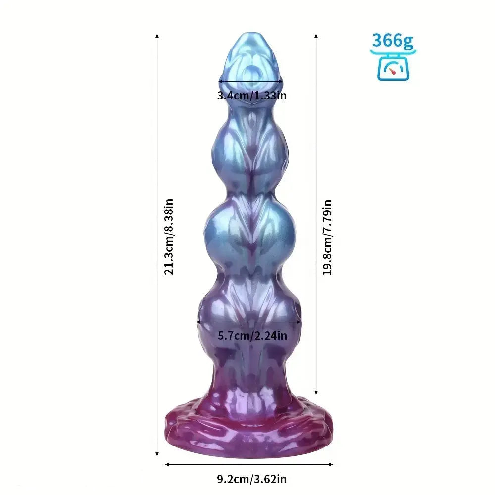 8.38in 10.15in 11.81in Beaded Monster Doggy Egg Fantasy Knot Anal Dildo