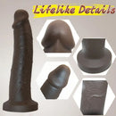 8.3in Big Ebony Silicone Soft Suction Cup Dildo For Hands-Free Play