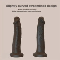 8.3in Big Ebony Silicone Soft Suction Cup Dildo For Hands-Free Play