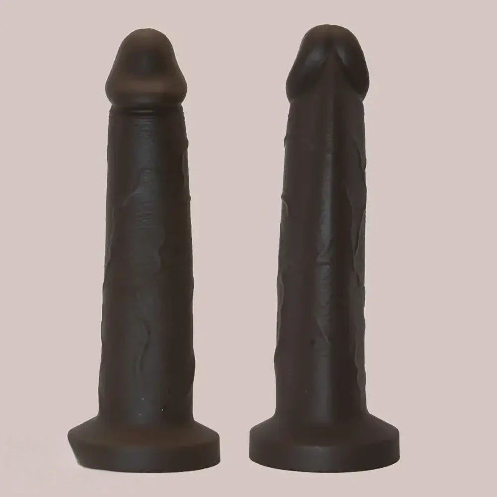 8.3in Big Ebony Silicone Soft Suction Cup Dildo For Hands-Free Play