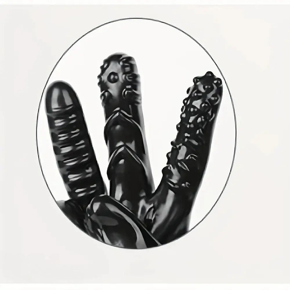 8.3in Finger Spiked Dildo Glove For Manual Massage Stimulating Sex Toy