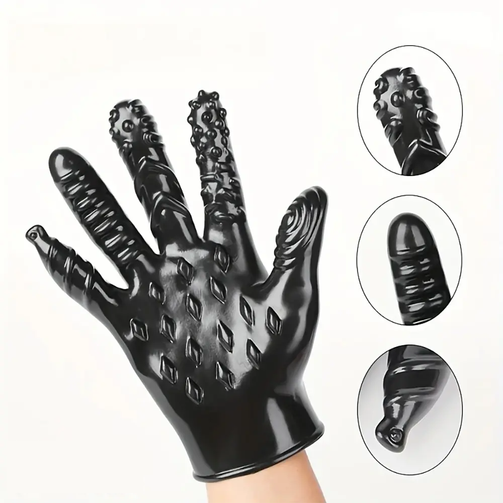 8.3in Finger Spiked Dildo Glove For Manual Massage Stimulating Sex Toy