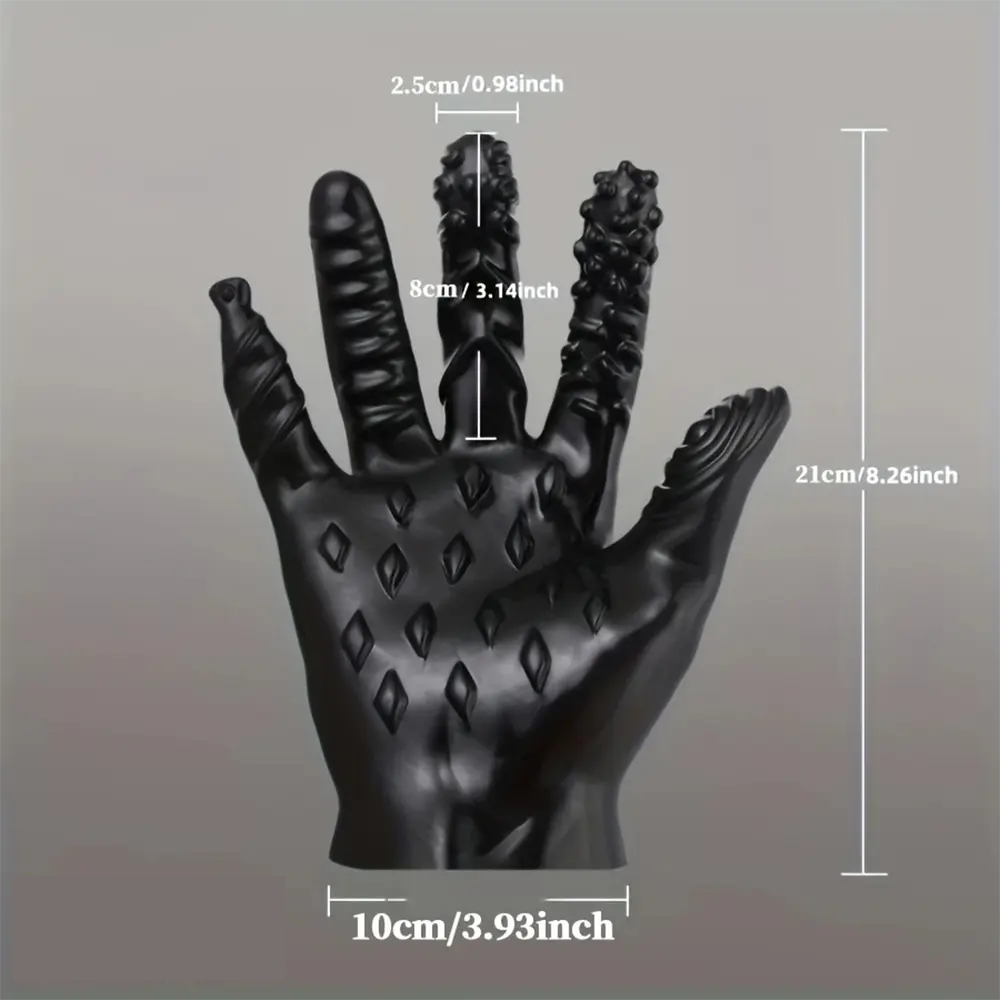 8.3in Finger Spiked Dildo Glove For Manual Massage Stimulating Sex Toy