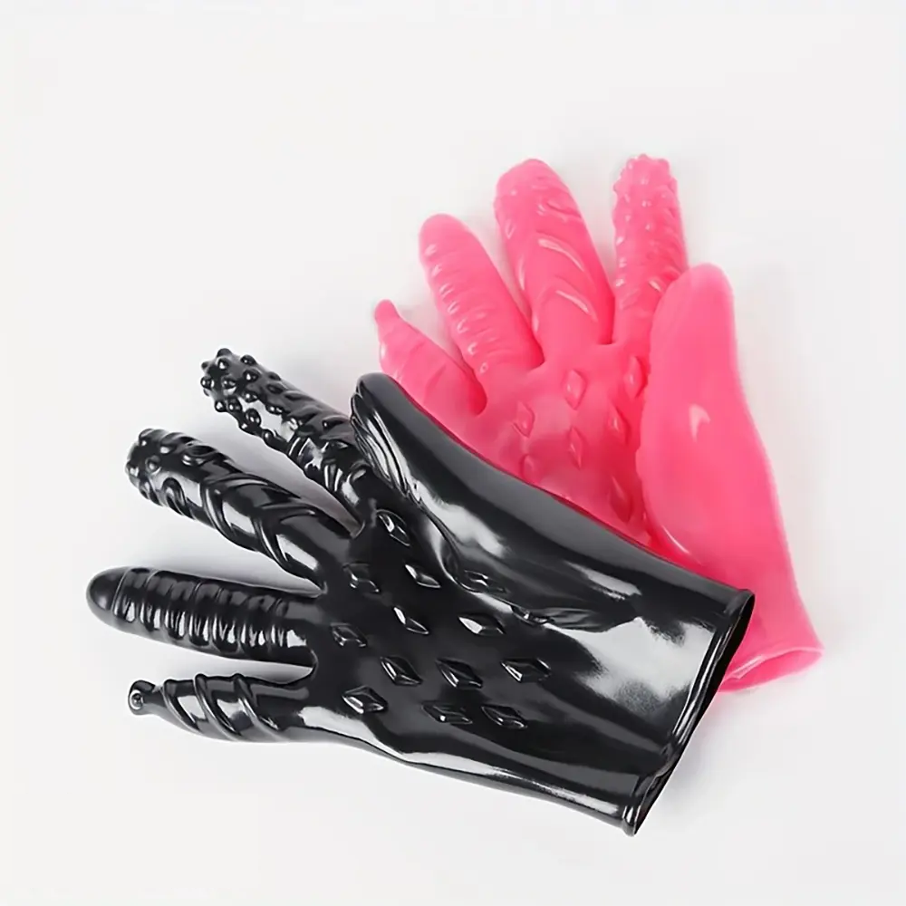 8.3in Finger Spiked Dildo Glove For Manual Massage Stimulating Sex Toy