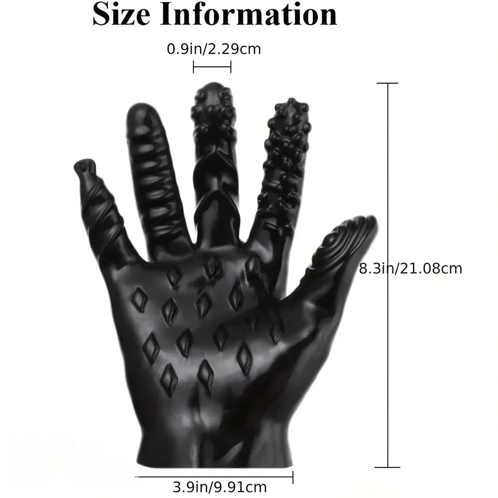 8.3in Finger Spiked Dildo Glove For Manual Massage Stimulating Sex Toy