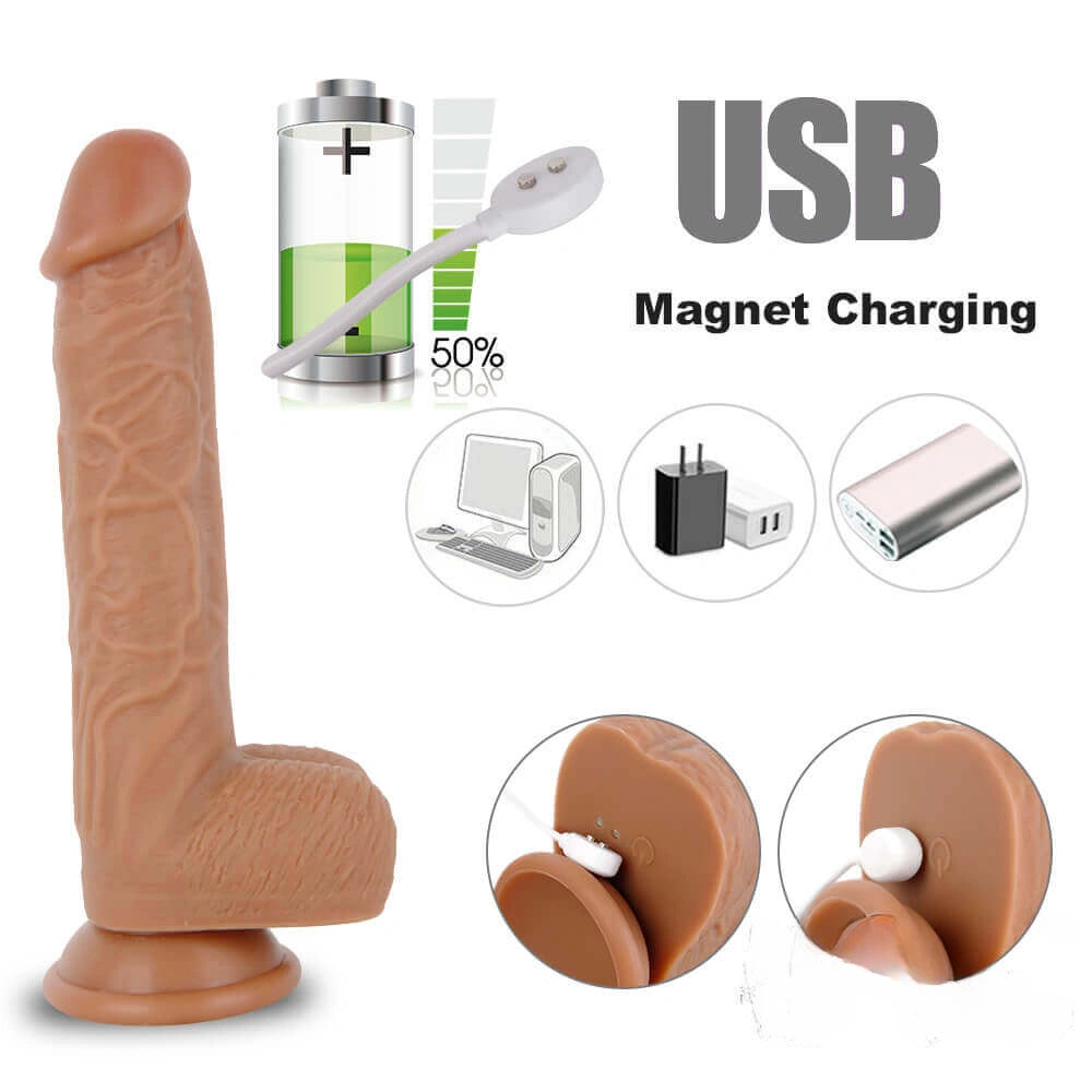 8.3in Pure Liquid Silica Gel Wireless Remote Heating Thrusting Dildo
