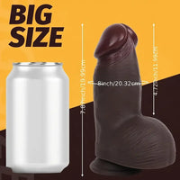 8.3in Realistic Silicone Soft Big Thick Fat Flesh Ebony Skin Feeling Dildo