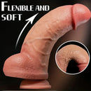 8.3in Realistic Silicone Soft Big Thick Fat Flesh Ebony Skin Feeling Dildo