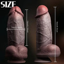 8.3in Realistic Silicone Soft Big Thick Fat Flesh Ebony Skin Feeling Dildo