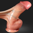 8.3in Realistic Thick Soft Dildo Big With Sliding Foreskin For Women Men
