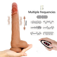 8.3in Silicone Quite Vibrating Thrusting Heating Dildo Women Sex Toy