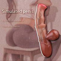 8.3in Simulated Horse Penis Silicone Realistic Soft Light Beige Handle Dildo