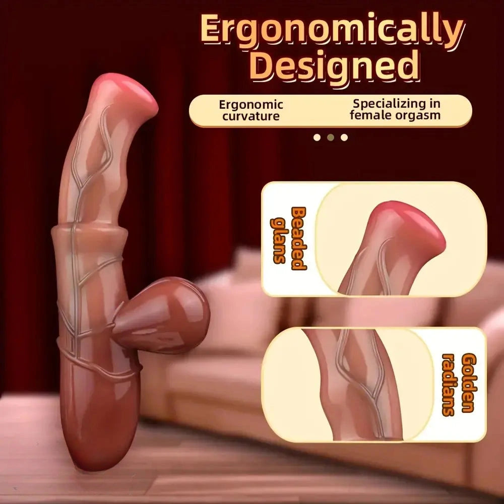8.3in Simulated Horse Penis Silicone Realistic Soft Light Beige Handle Dildo