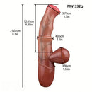 8.3in Simulated Horse Penis Silicone Realistic Soft Light Beige Handle Dildo