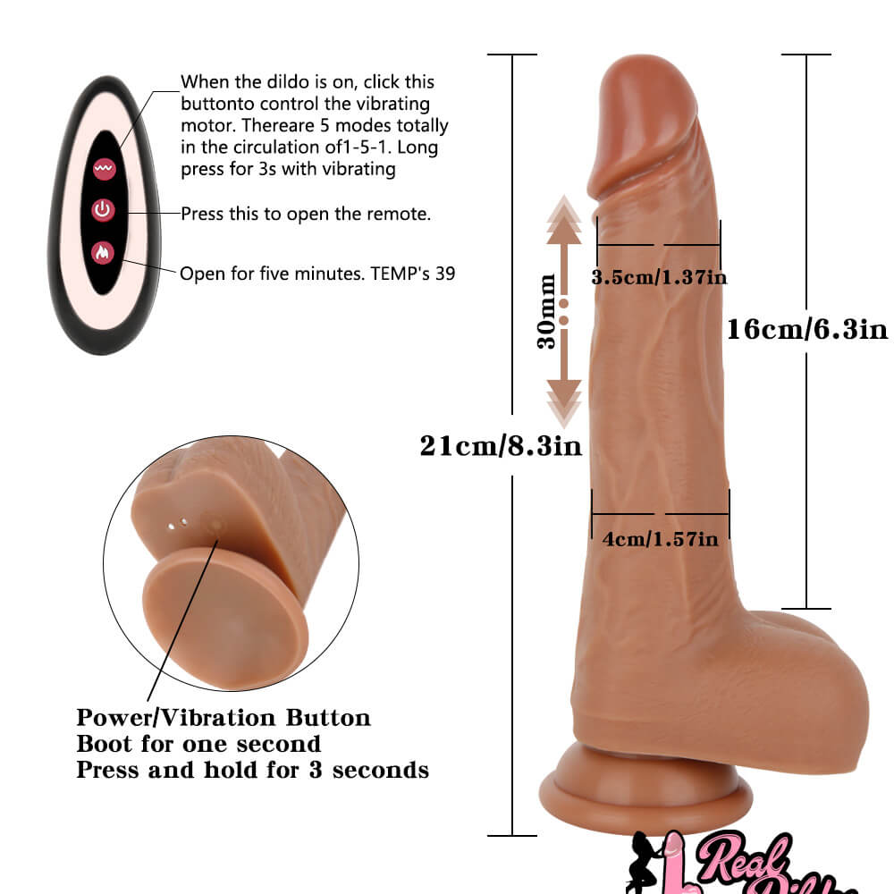 8.3in Wireless 5 Modes Thrusting Vibrating Quiet Heating Dildo