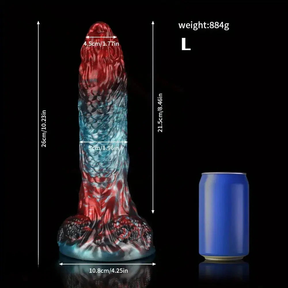 8.43in 10.23in Soft-on Hard Inside Silicone Fantasy Dragon Manual Dildo