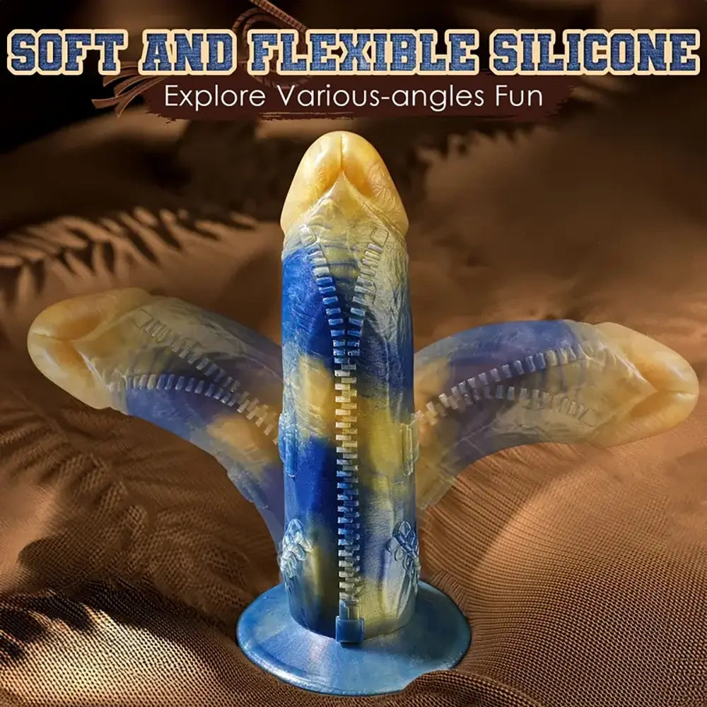 8.43in Fantasy Dildo Vibrator Zipper Monster Thick Dildo Adult Sex Toy