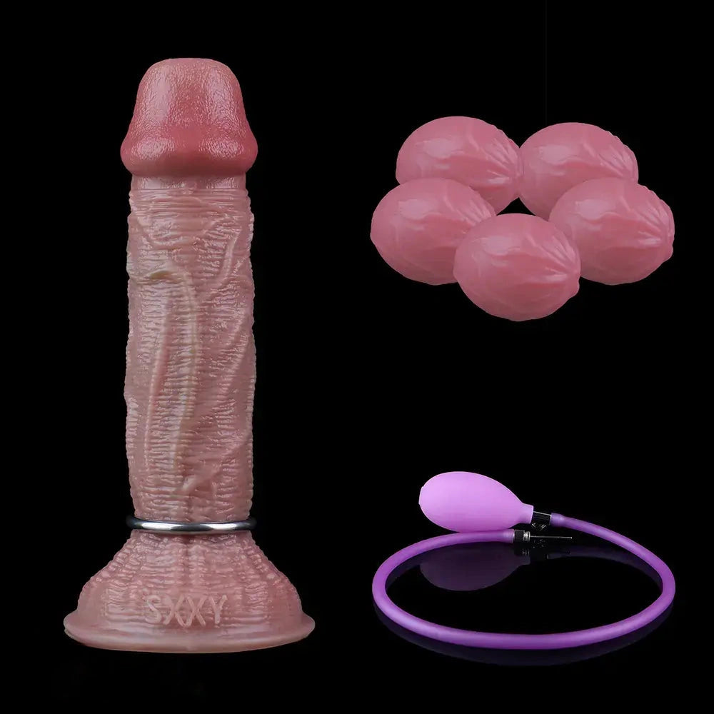 8.44in Realistic Skin Ovipositor Platinum Silicone Dildo Intimate Accessory