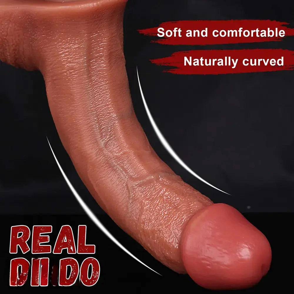 8.46in 9.25in 10.23in 11.22in Real Skin Curved Big Dildo For Prostate G-Spot