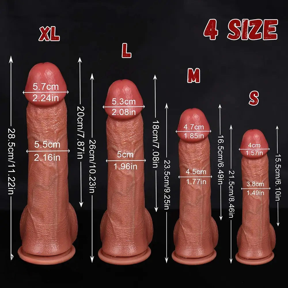 8.46in 9.25in 10.23in 11.22in Real Skin Curved Big Dildo For Prostate G-Spot