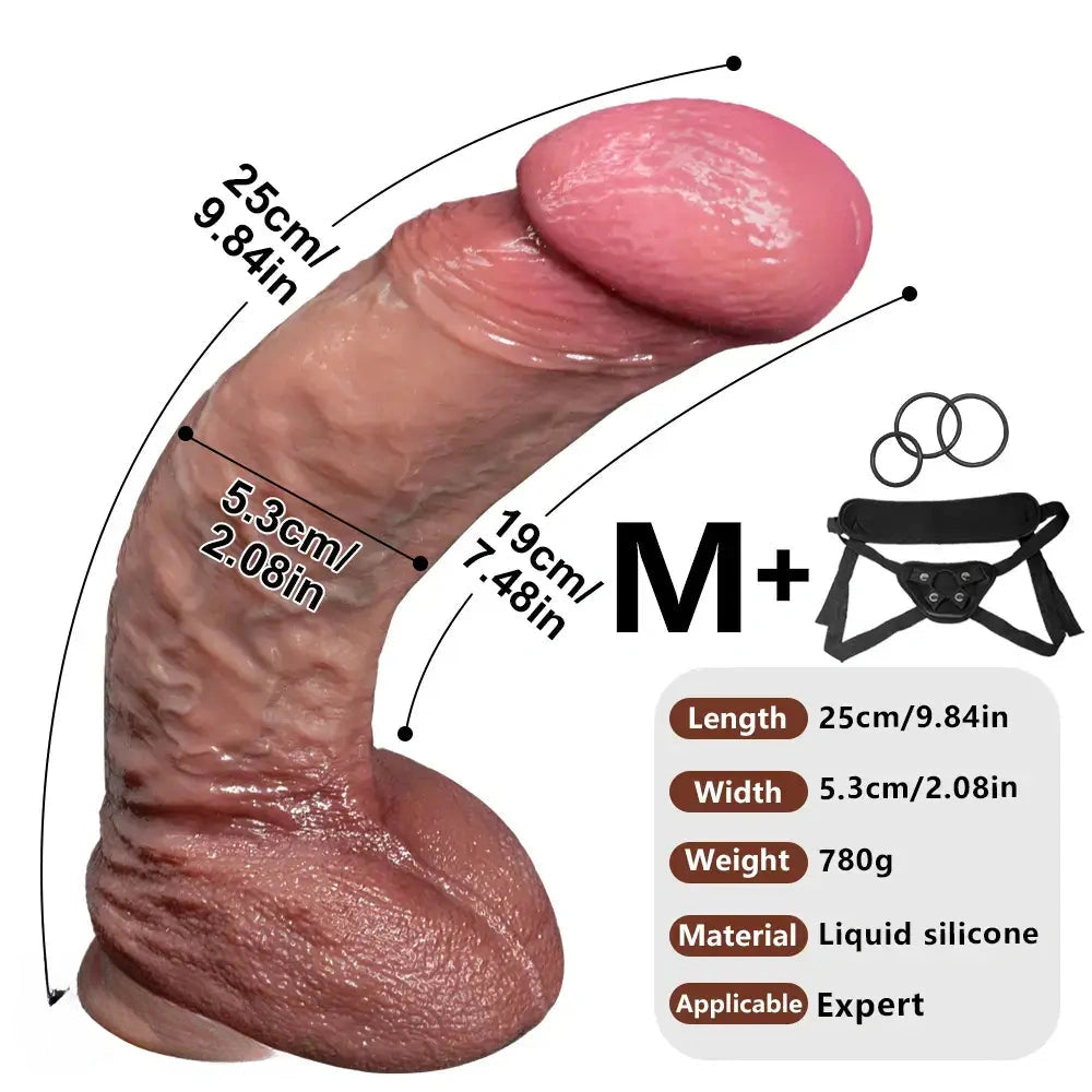 8.46in 9.84in 10.82in Strap on Curved Silicone Soft Big Dildo For Masturbation