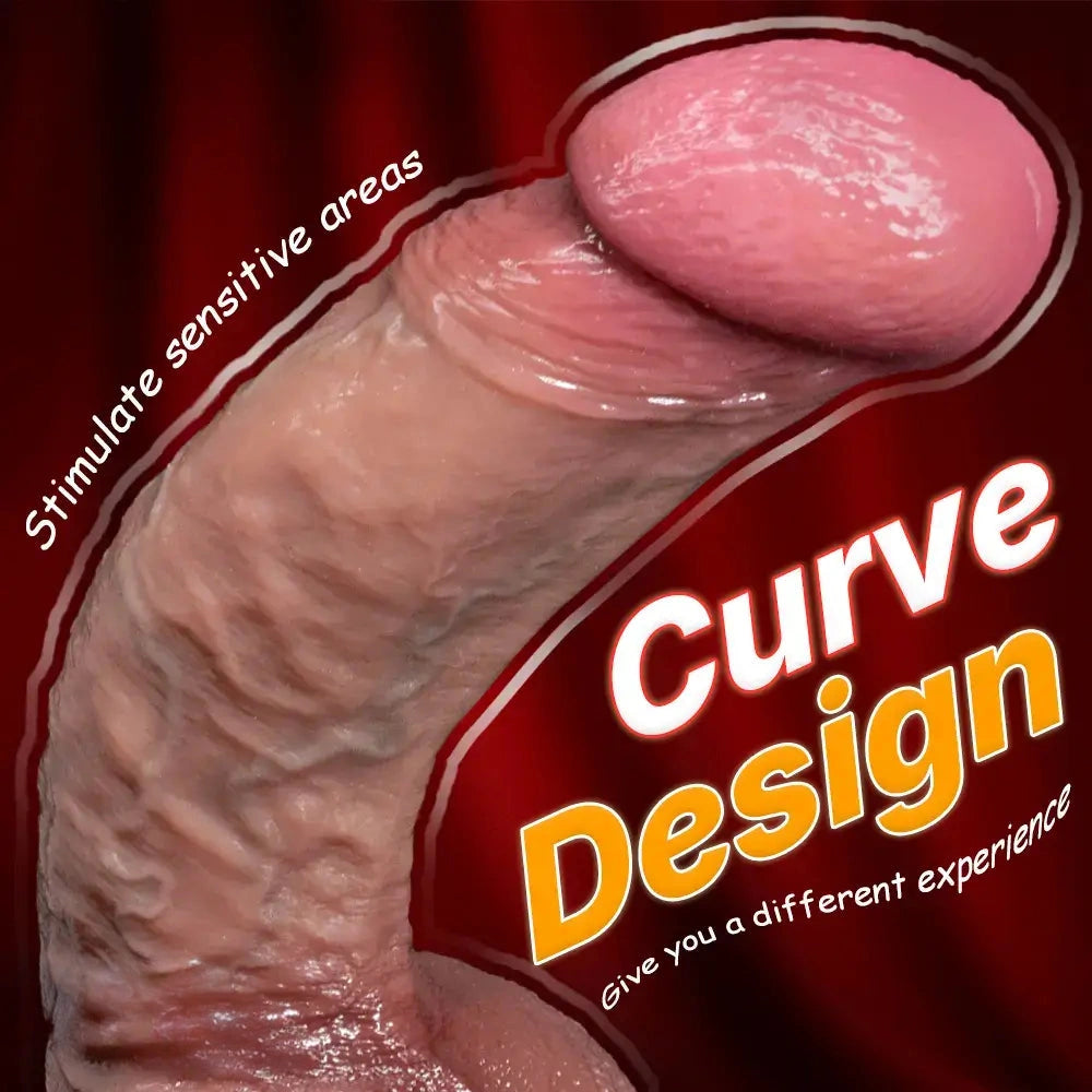 8.46in 9.84in 10.82in Strap on Curved Silicone Soft Big Dildo For Masturbation