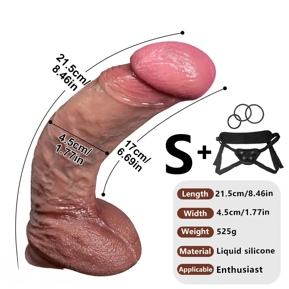 8.46in 9.84in 10.82in Strap on Curved Silicone Soft Big Dildo For Masturbation