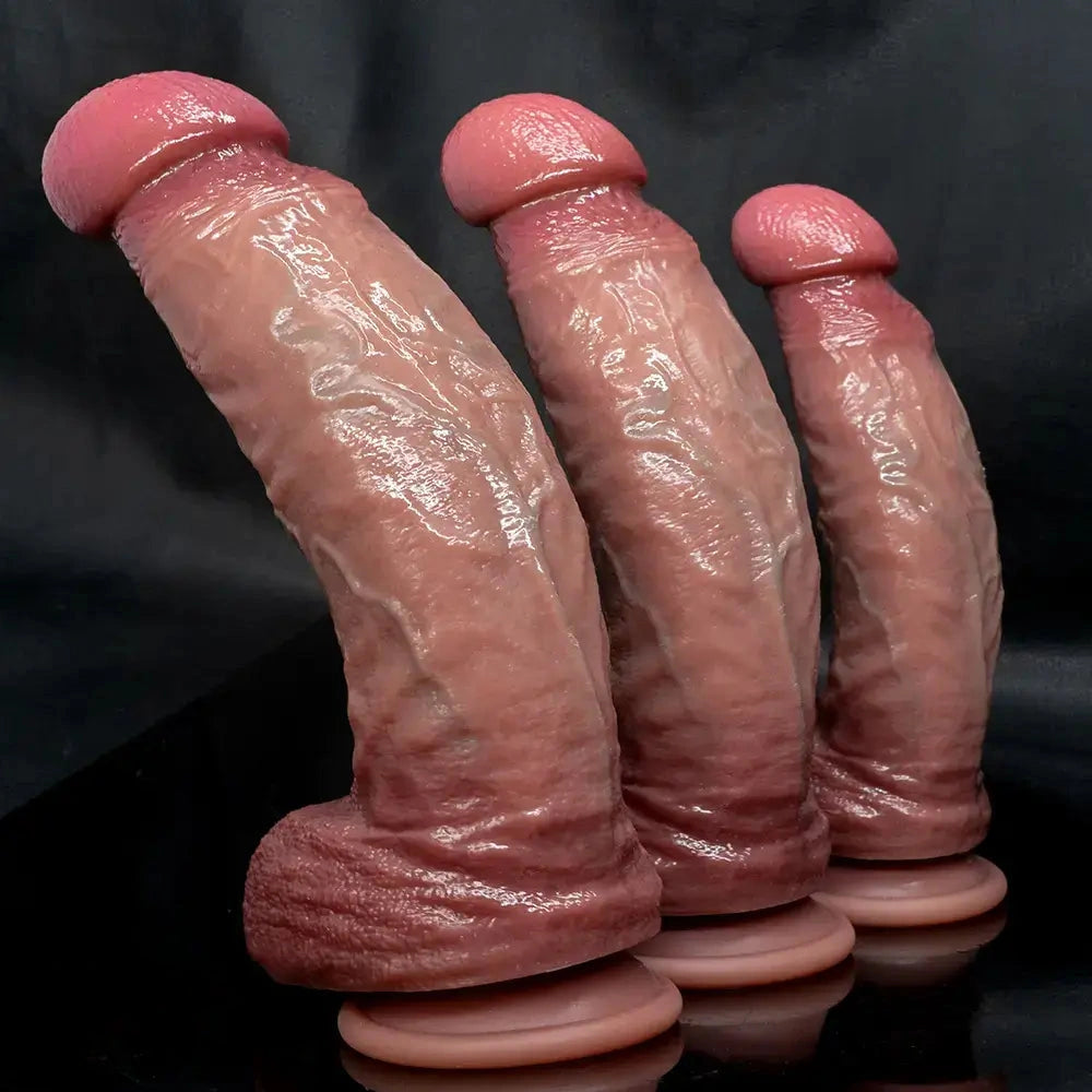8.46in 9.84in 10.82in Strap on Curved Silicone Soft Big Dildo For Masturbation