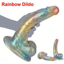 8.46in 9.84in Realistic Rainbow Fantasy Monster Soft Platinum Silicone Dildo
