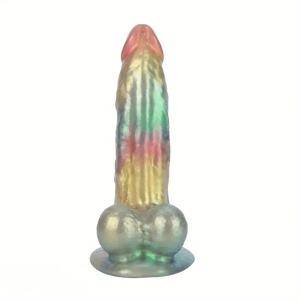 8.46in 9.84in Realistic Rainbow Fantasy Monster Soft Platinum Silicone Dildo
