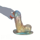 8.46in 9.84in Realistic Rainbow Fantasy Monster Soft Platinum Silicone Dildo