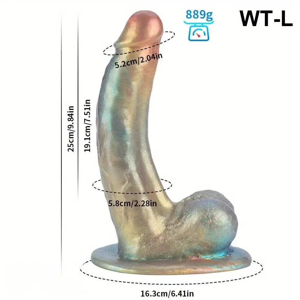 8.46in 9.84in Realistic Rainbow Fantasy Monster Soft Platinum Silicone Dildo