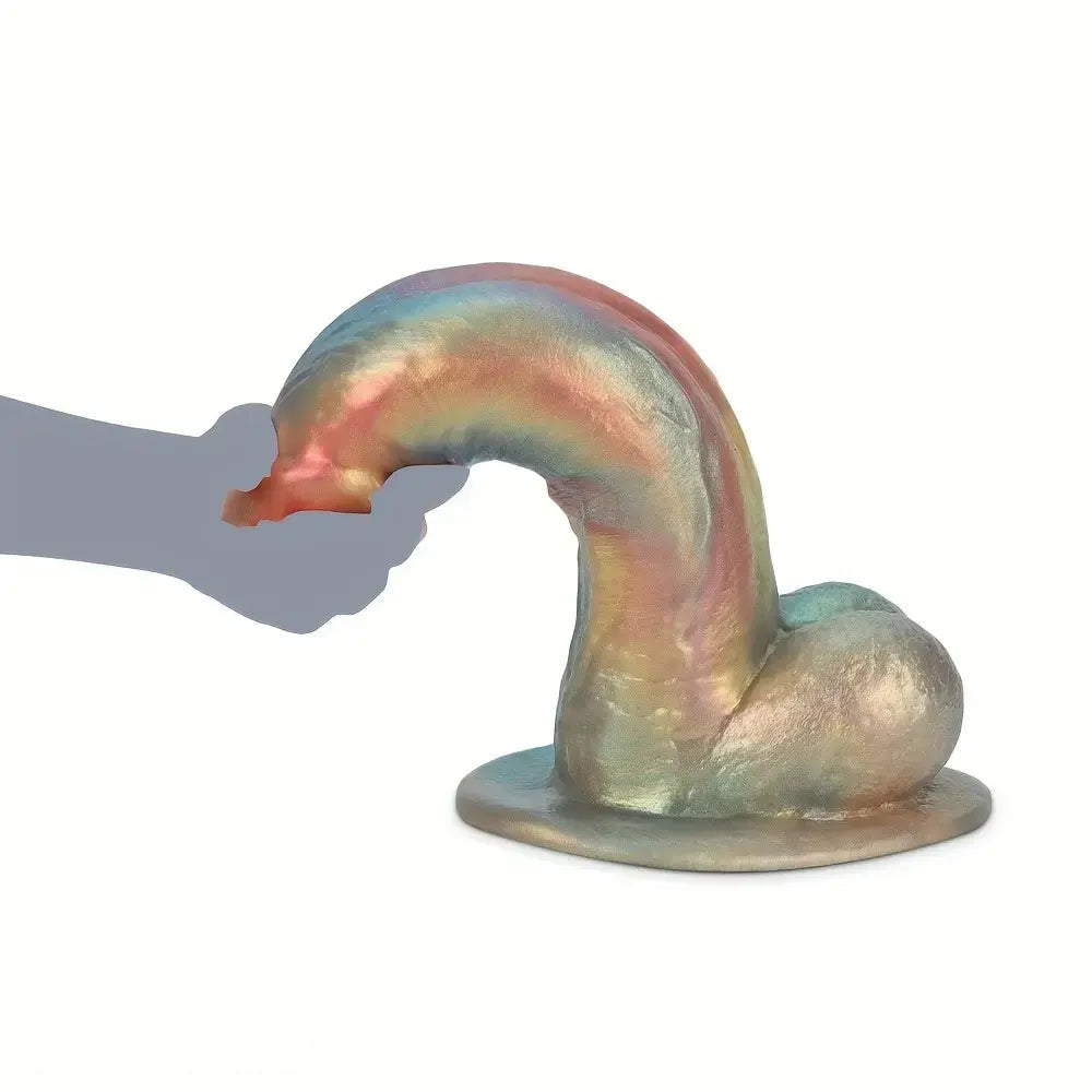 8.46in 9.84in Realistic Rainbow Fantasy Monster Soft Platinum Silicone Dildo