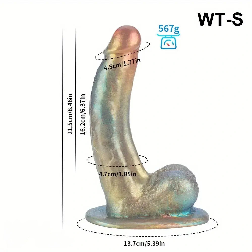 8.46in 9.84in Realistic Rainbow Fantasy Monster Soft Platinum Silicone Dildo