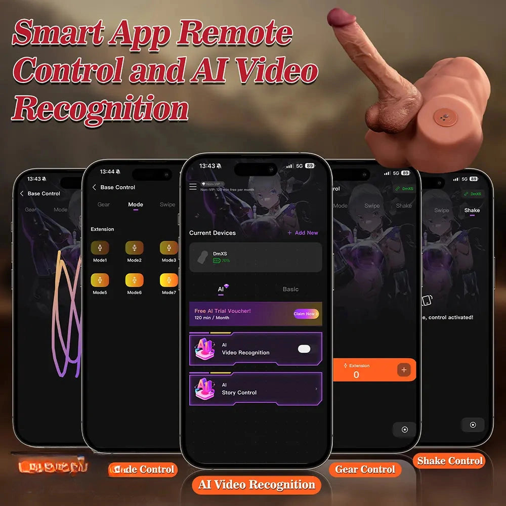 8.46in AI Video Recognition APP Remote Male Torso Dildo Vibrating Thrusting