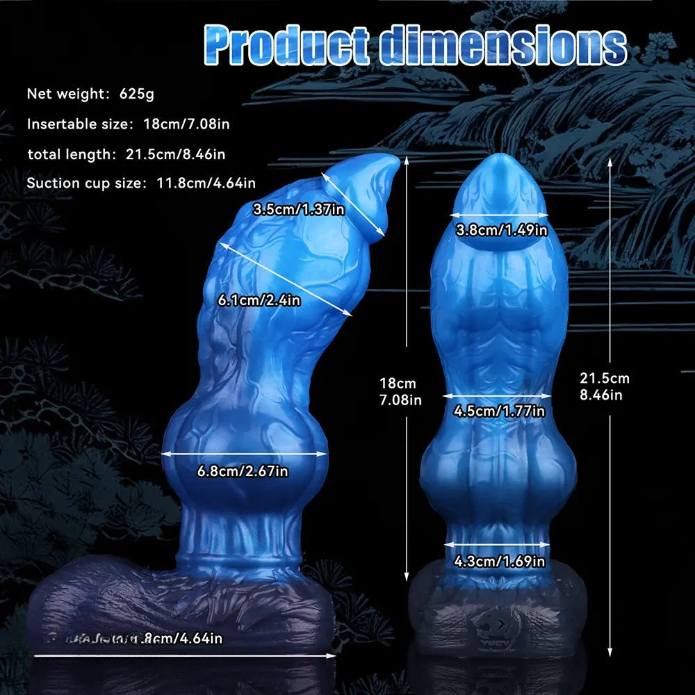 8.46in Animal Knot Double Density Silicone Soft Big Dildo For Women