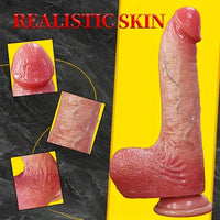 8.46in Automatic Heating Thrusting Vibrating Silicone Real Skin Soft Dildo