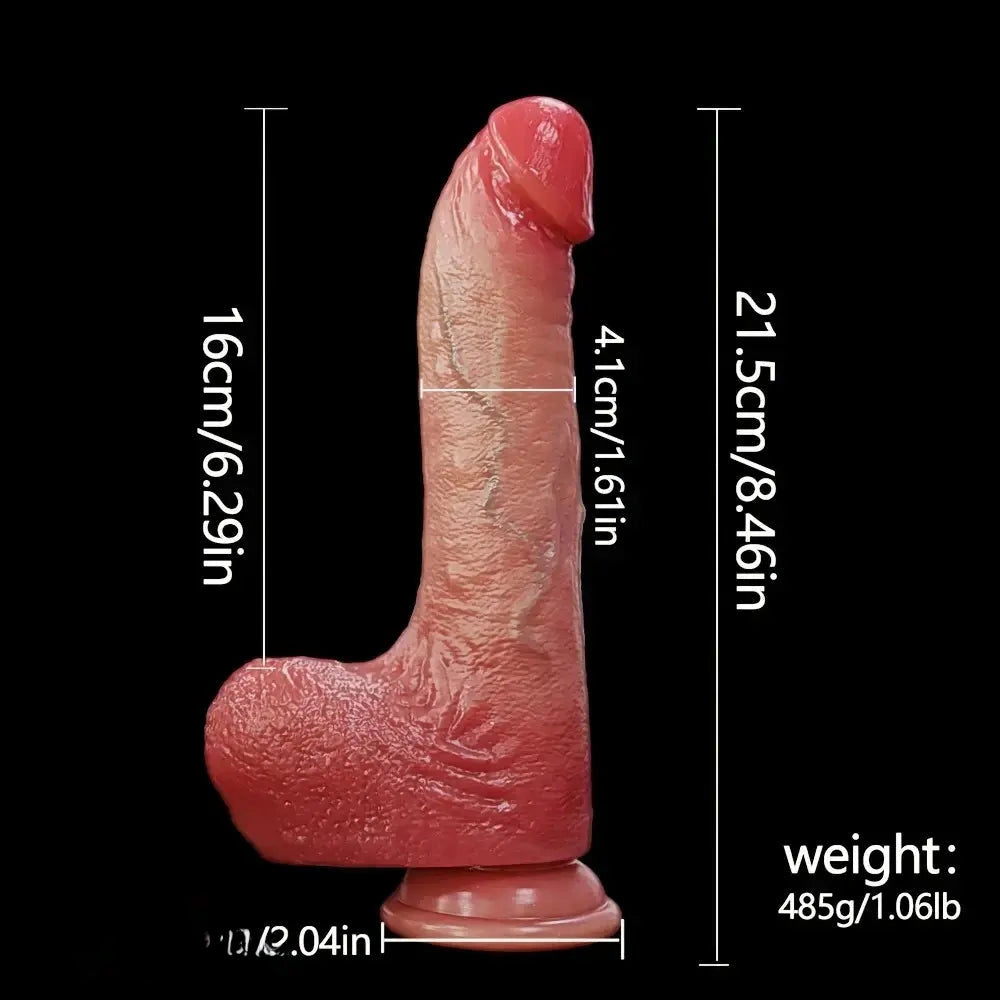 8.46in Automatic Heating Thrusting Vibrating Silicone Real Skin Soft Dildo