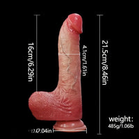 8.46in Automatic Heating Thrusting Vibrating Silicone Real Skin Soft Dildo