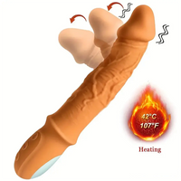 8.46in Automatic Soft Real Silicone G Spot Heating Vibrating Adult Dildo