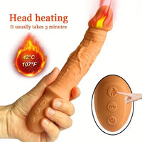 8.46in Automatic Soft Real Silicone G Spot Heating Vibrating Adult Dildo