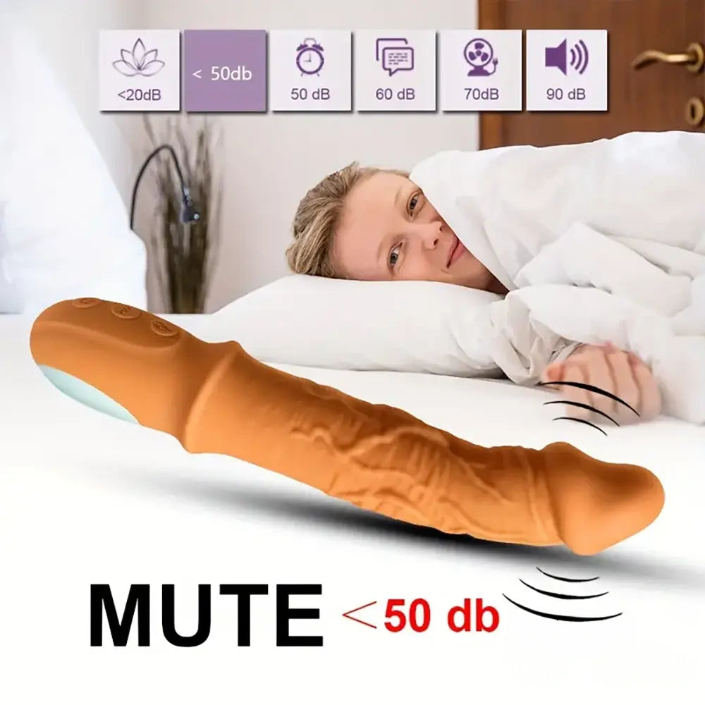 8.46in Automatic Soft Real Silicone G Spot Heating Vibrating Adult Dildo