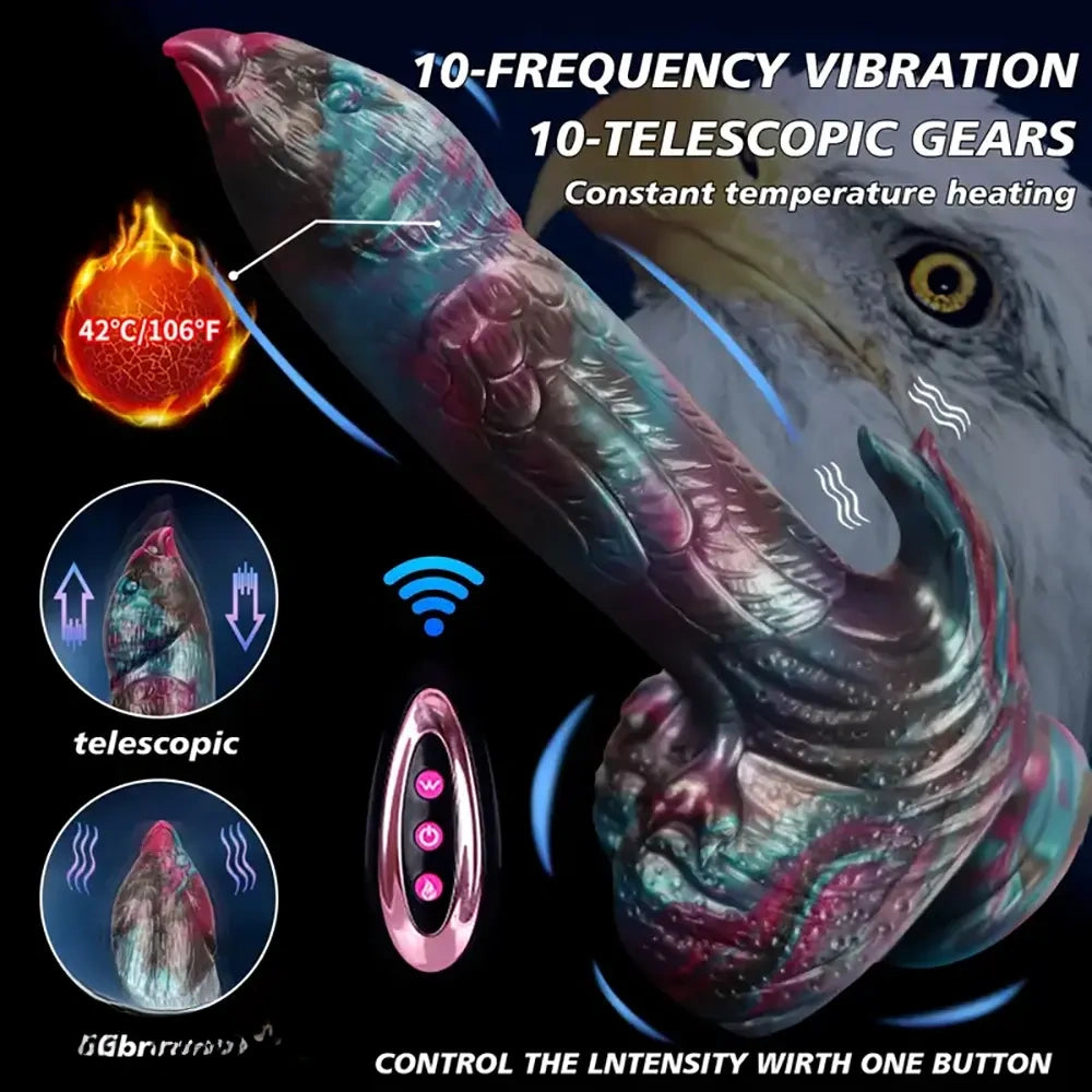 8.46in Bird Animal Thrusting Vibrating Dildo Heating Fantasy Vibrator