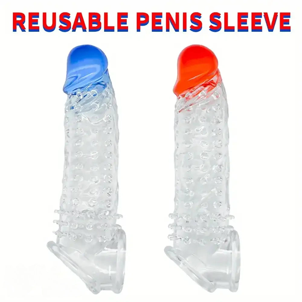 8.46in Clear Anatomy Big Spiked Cock Sleeve Dildo For Enlargement