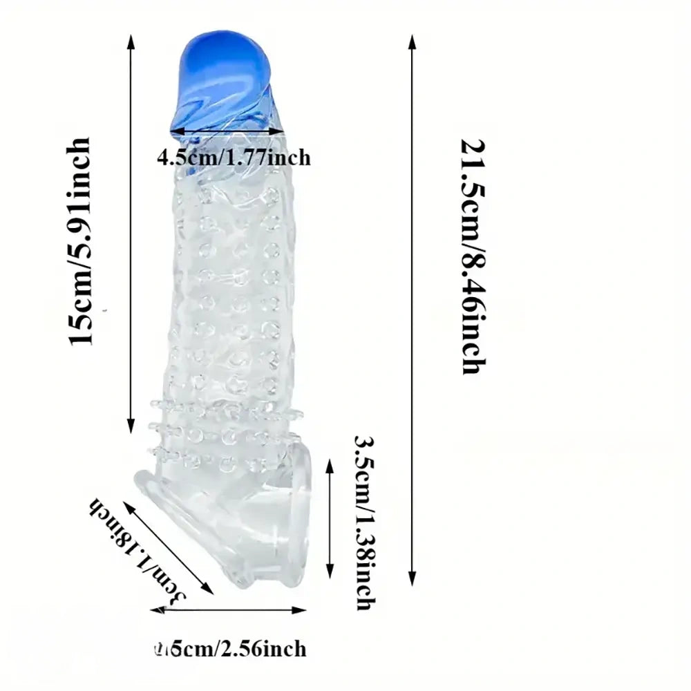 8.46in Clear Anatomy Big Spiked Cock Sleeve Dildo For Enlargement