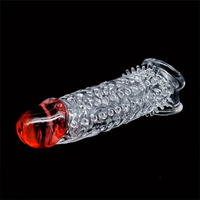 8.46in Clear Anatomy Big Spiked Cock Sleeve Dildo For Enlargement