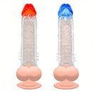 8.46in Clear Anatomy Big Spiked Cock Sleeve Dildo For Enlargement